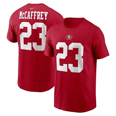 San Francisco 49ers Christian McCaffrey Red Name & Number Nike T-Shirt