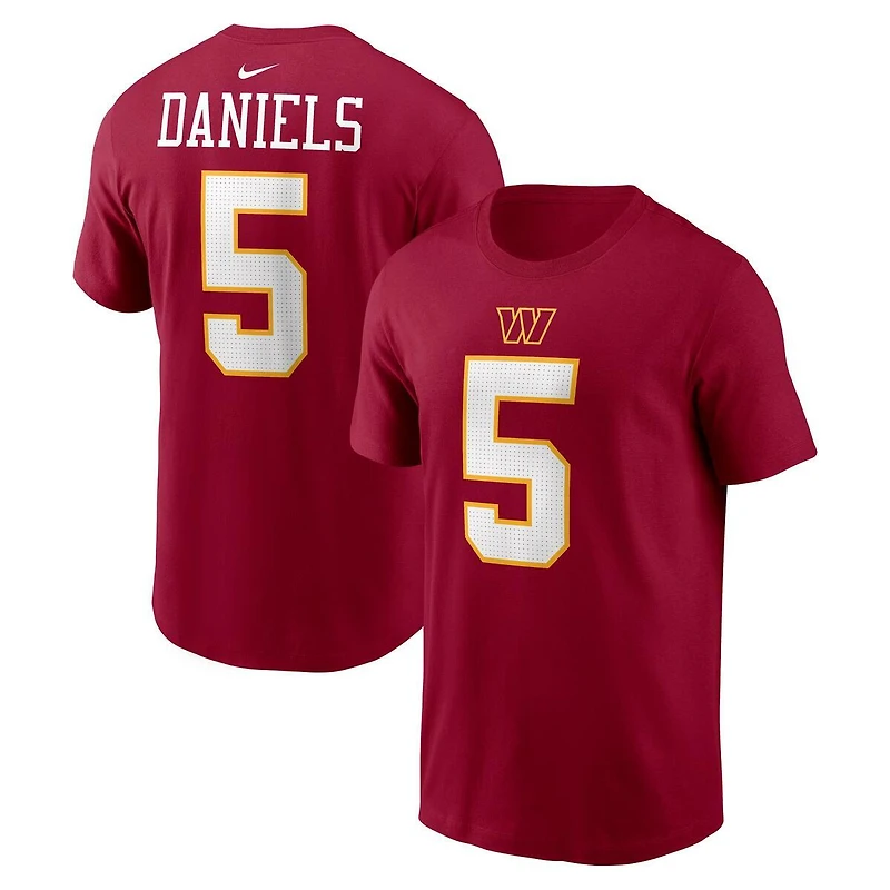Washington Commanders Jayden Daniels Red Name & Number Nike T-Shirt