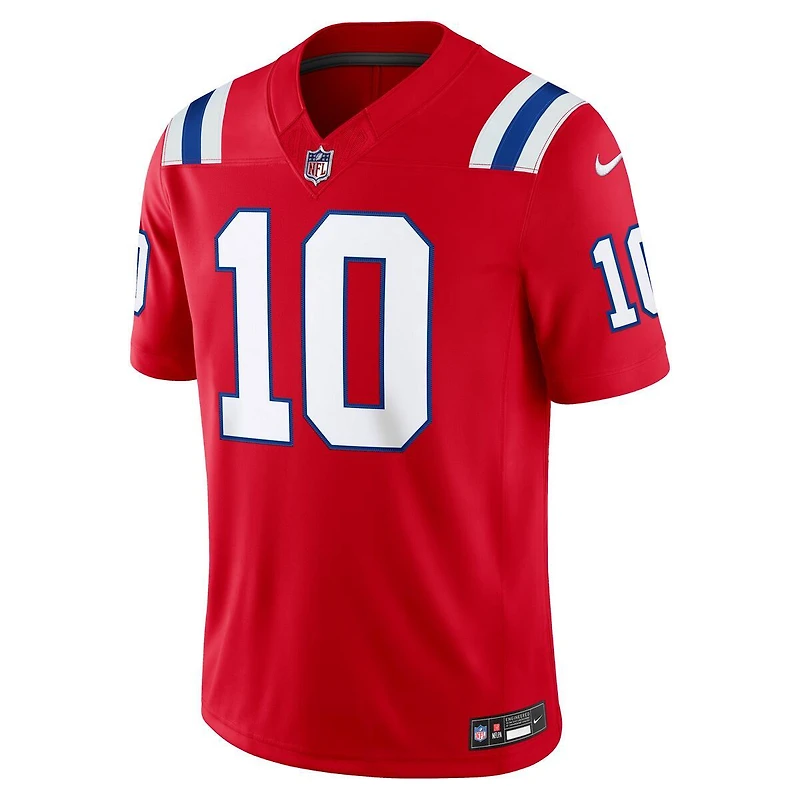 New England Patriots Drake Maye Red Alternate Nike Vapor F.U.S.E Stitched Limited Jersey