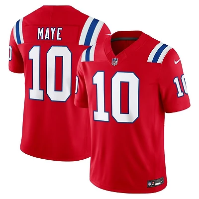 New England Patriots Drake Maye Red Alternate Nike Vapor F.U.S.E Stitched Limited Jersey