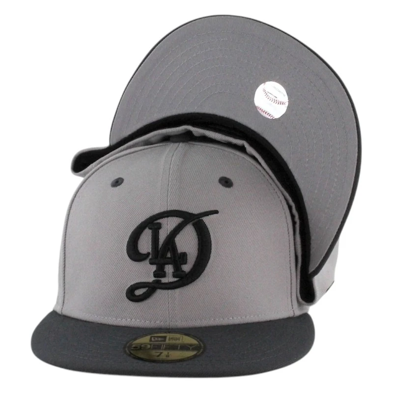 Los Angeles Dodgers Gray and Black 2Tone City Connect Back to Champs Patch New Era 59FIFTY Fitted Hat