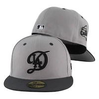 Los Angeles Dodgers Gray and Black 2Tone City Connect Back to Champs Patch New Era 59FIFTY Fitted Hat