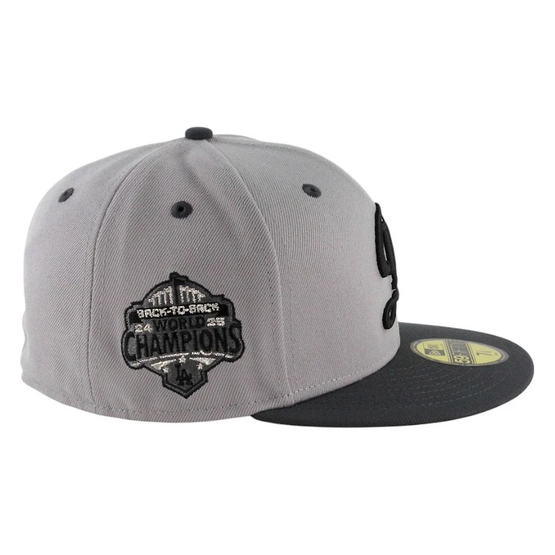 Los Angeles Dodgers Gray and Black 2Tone City Connect Back to Champs Patch New Era 59FIFTY Fitted Hat