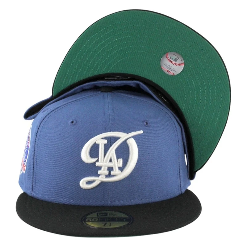 Los Angeles Dodgers Blue and Black 2Tone City Connect 60th Patch Green UV New Era 59FIFTY Fitted Hat