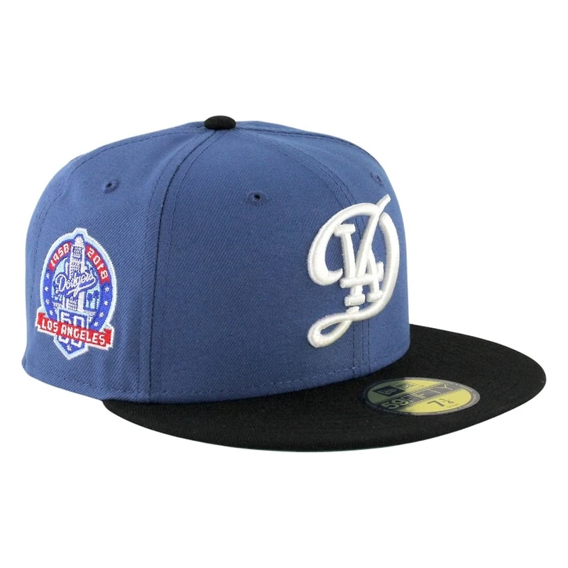 Los Angeles Dodgers Blue and Black 2Tone City Connect 60th Patch Green UV New Era 59FIFTY Fitted Hat