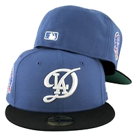 Los Angeles Dodgers Blue and Black 2Tone City Connect 60th Patch Green UV New Era 59FIFTY Fitted Hat