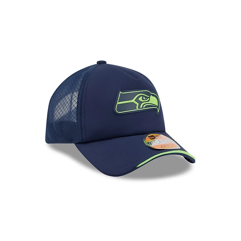 Seattle Seahawks Navy 2026 NFL Sideline New Era 9FORTY Apex Adjustable Trucker Hat