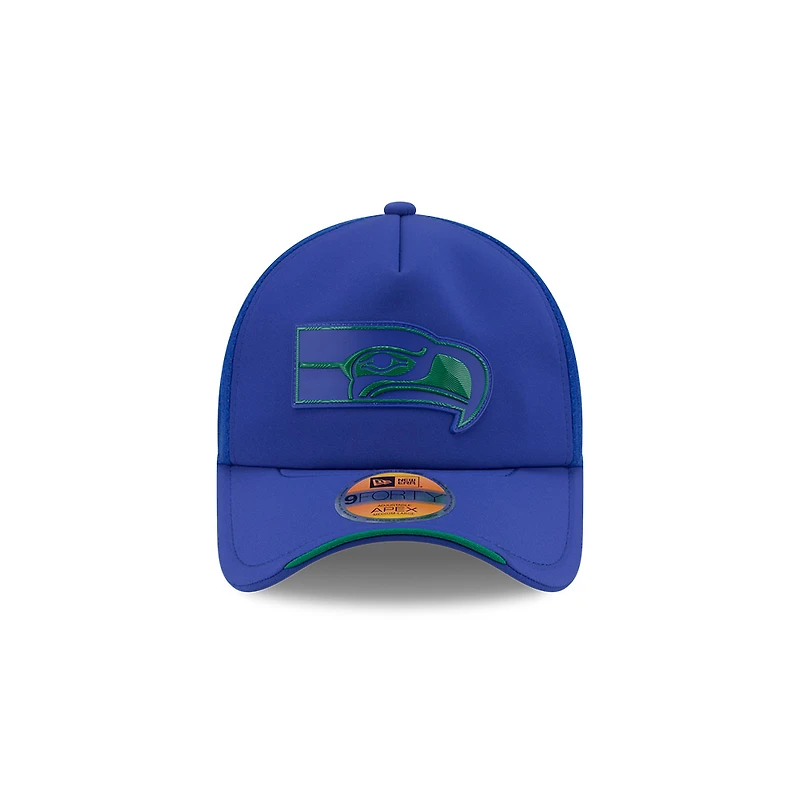 Seattle Seahawks Royal Blue 2026 NFL Sideline New Era 9FORTY Apex Adjustable Trucker Hat