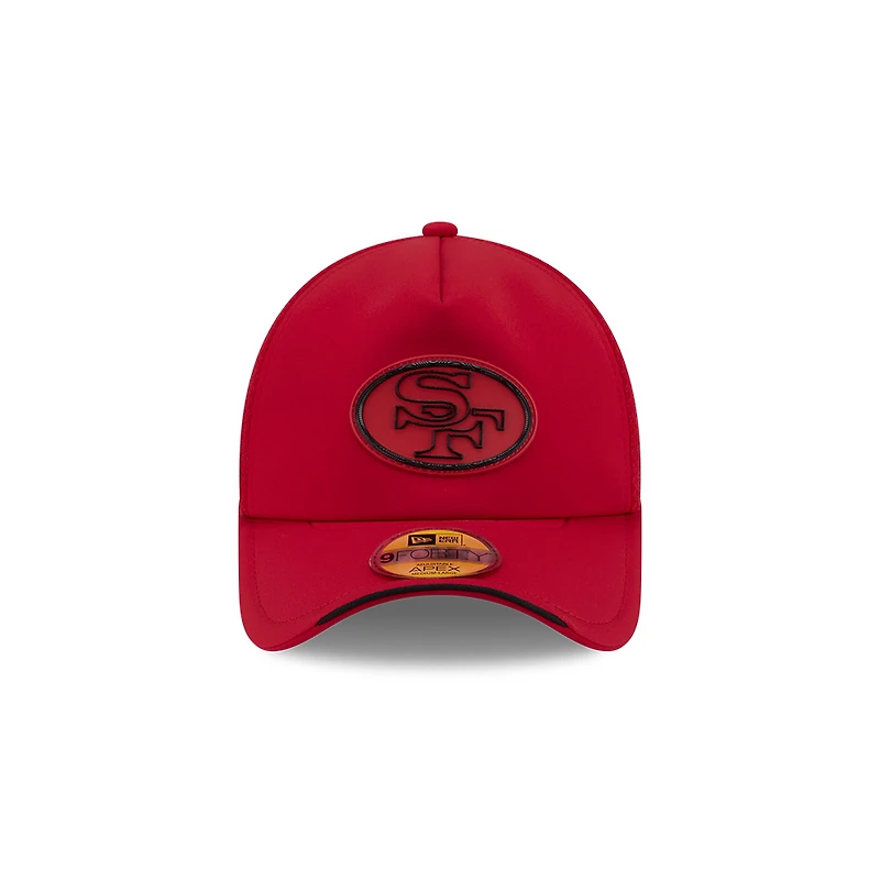 San Francisco 49ers Red 2026 NFL Sideline New Era 9FORTY Apex Adjustable Trucker Hat
