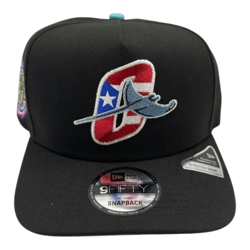 Orlando Rays Black PR Logo Southern League Patch Icy Blue UV New Era 9FIFTY A-Frame Snapback Hat