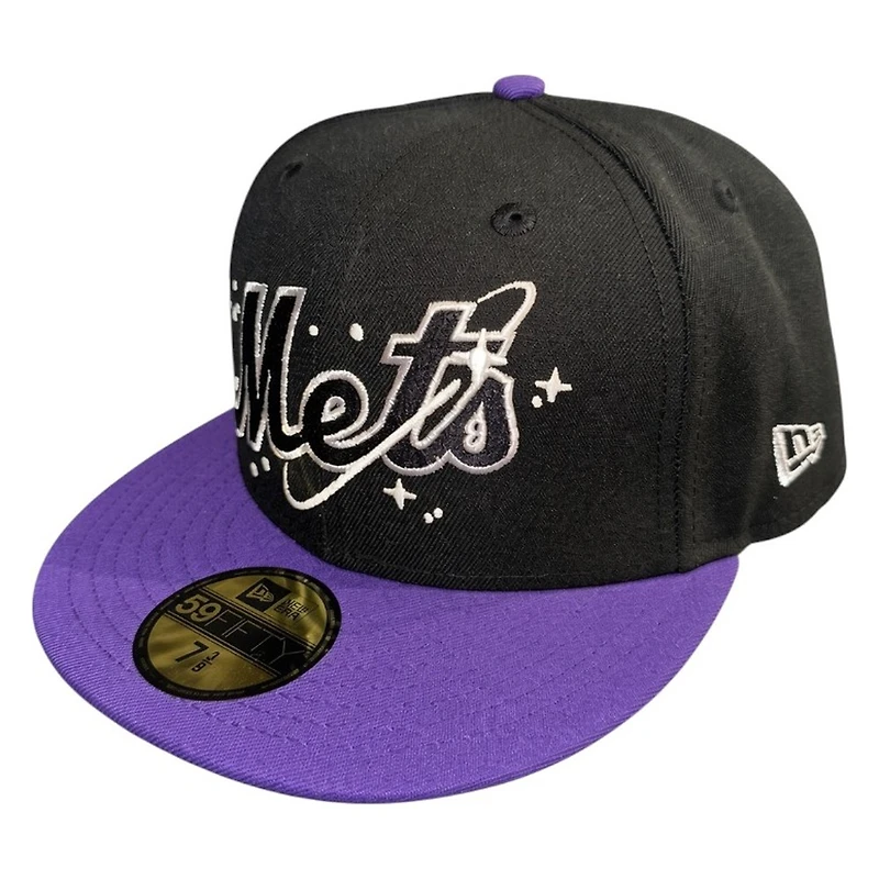 New York Mets Black and Purple Cosmic 50th Anniversary Patch Gray UV Era 59FIFTY Fitted Hat