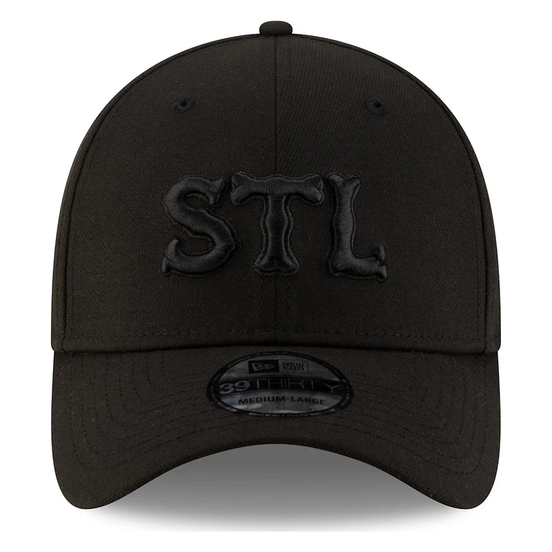 St. Louis Cardinals STL Black on New Era 39THIRTY Stretch Fit Hat