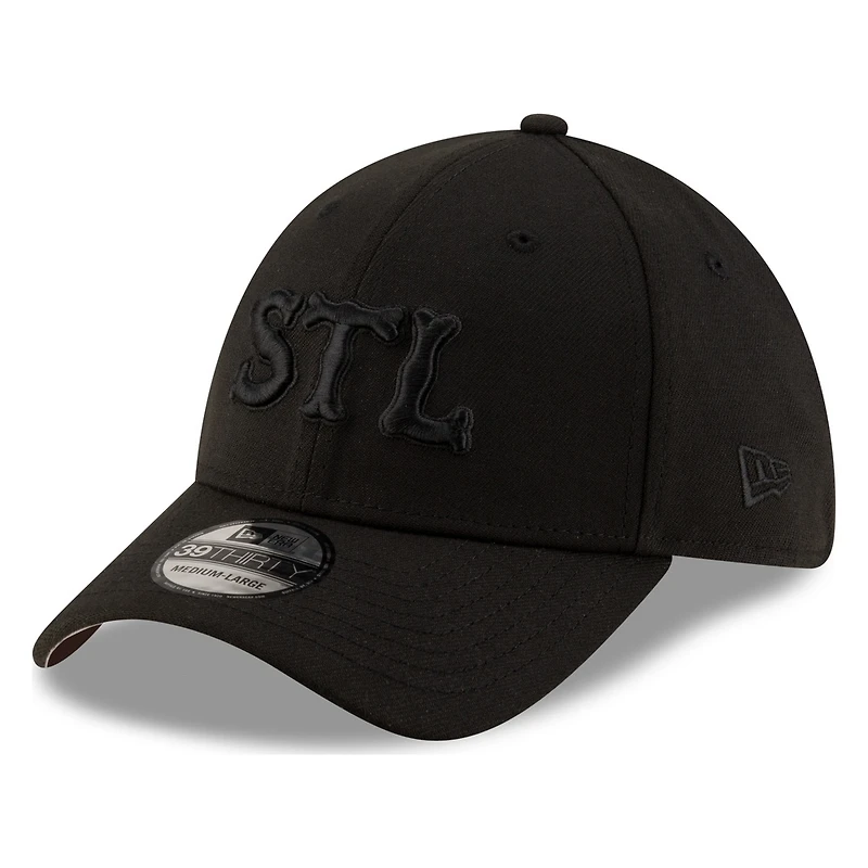 St. Louis Cardinals STL Black on New Era 39THIRTY Stretch Fit Hat