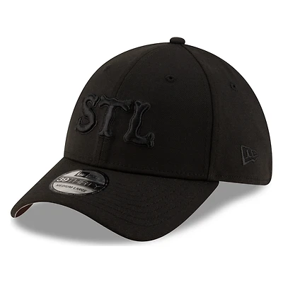 St. Louis Cardinals STL Black on New Era 39THIRTY Stretch Fit Hat