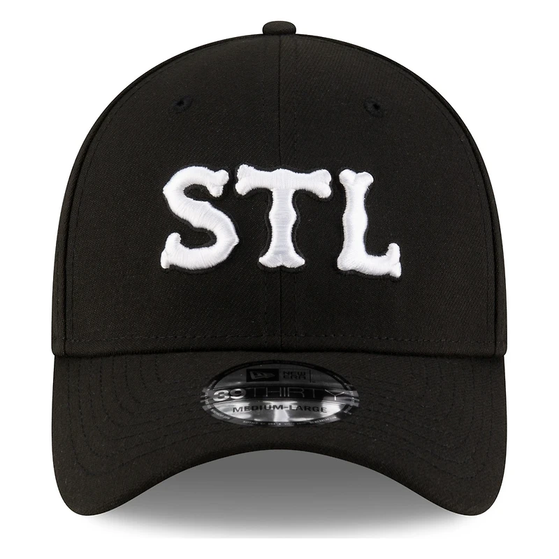 St. Louis Cardinals STL Black and White New Era 39THIRTY Stretch Fit Hat