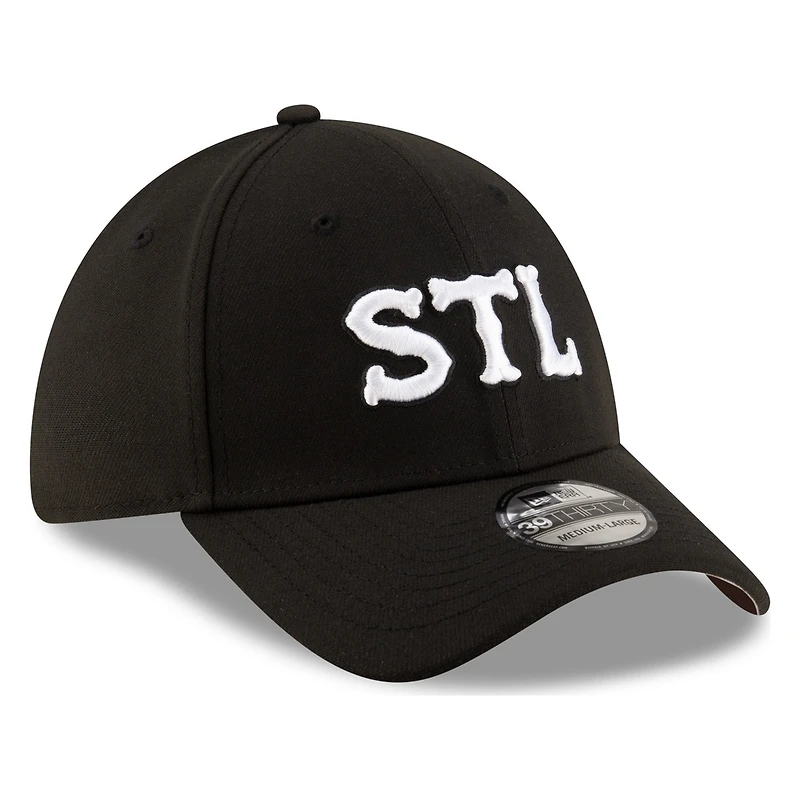 St. Louis Cardinals STL Black and White New Era 39THIRTY Stretch Fit Hat