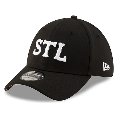 St. Louis Cardinals STL Black and White New Era 39THIRTY Stretch Fit Hat