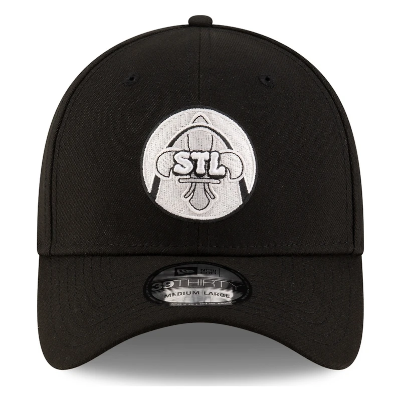 St. Louis Cardinals Black and White City Connect Circle Logo New Era 39THIRTY Stretch Fit Hat