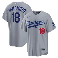 Los Angeles Dodgers Yoshinobu Yamamoto Grey Road Alternate Nike Stadium Player Jersey