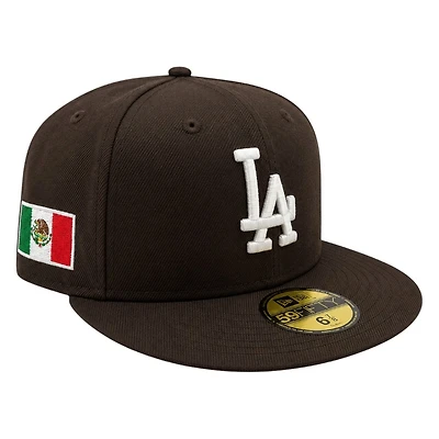Los Angeles Dodgers Walnut Brown Mexico Flag Patch New Era 59FIFTY Fitted Hat