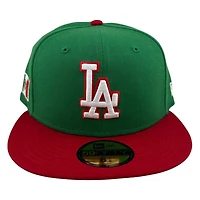 Los Angeles Dodgers Green and Red Two Tone Mexico Flag Patch New Era 59FIFTY Fitted Hat