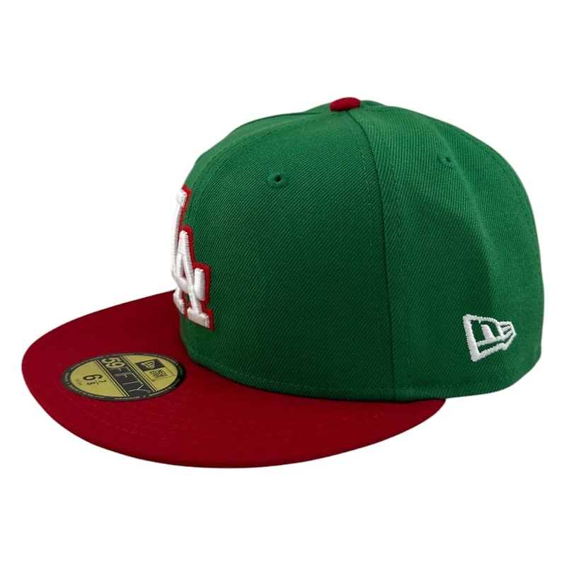 Los Angeles Dodgers Green and Red Two Tone Mexico Flag Patch New Era 59FIFTY Fitted Hat
