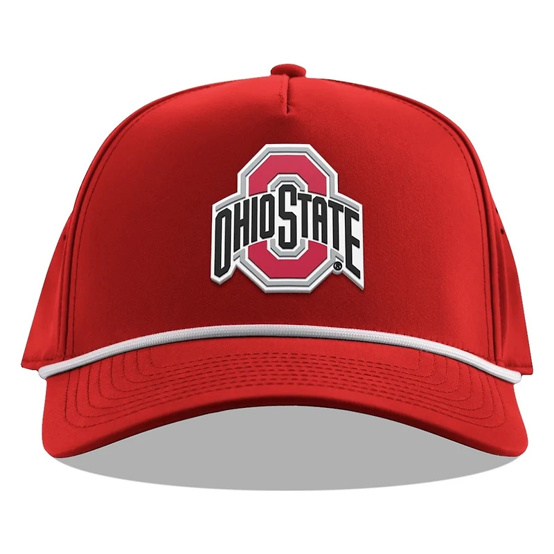 Ohio State Buckeyes Red Branded Bills White Curved 5 Panel Rope Snapback Hat