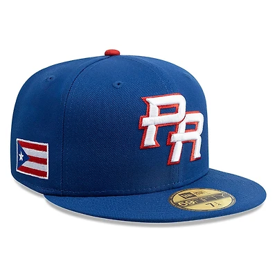 Puerto Rico Royal Blue Flag Patch FBPR Batterman New Era 59FIFTY Fitted Hat
