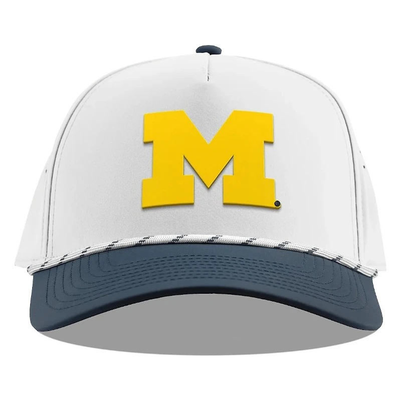Michigan Wolverines White Branded Bills Navy Curved 5 Panel Rope Snapback Hat