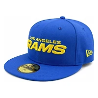 Los Angeles Rams Royal Blue with Yellow Wordmark Logo NFL New Era 59FIFTY Fitted Hat