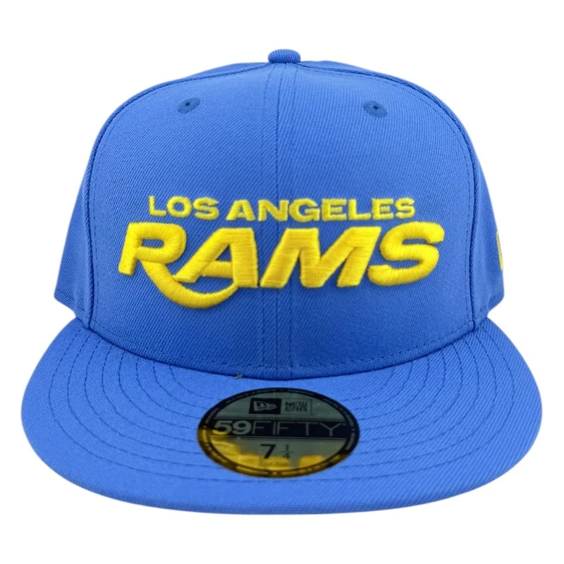 Los Angeles Rams Royal Blue with Yellow Wordmark Logo NFL New Era 59FIFTY Fitted Hat