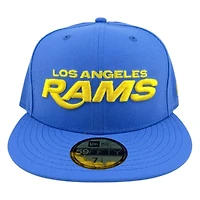 Los Angeles Rams Royal Blue with Yellow Wordmark Logo NFL New Era 59FIFTY Fitted Hat