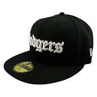 Los Angeles Dodgers Black Old English Wordmark Viva Patch New Era 59FIFTY Fitted Hat