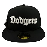 Los Angeles Dodgers Black Old English Wordmark Viva Patch New Era 59FIFTY Fitted Hat