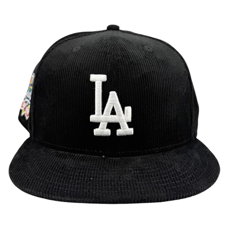 Los Angeles Dodgers Black Corduroy 100th Anniversary Patch New Era 59FIFTY Fitted Hat