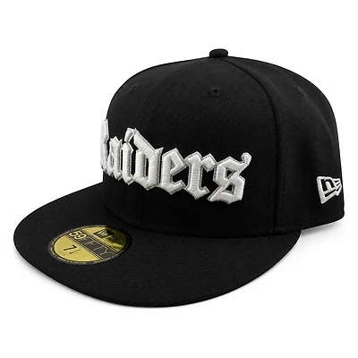 Las Vegas Raiders Black Old English Wordmark NFL New Era 59FIFTY Fitted Hat