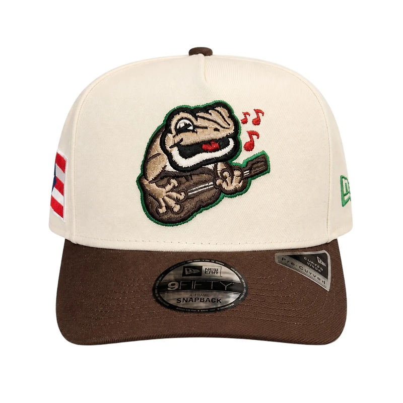 Lehigh Valley Coquis Chrome and Burnt Wood Puerto Rico Patch Coquis Back New Era 9FIFTY A-Frame Hat