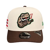 Lehigh Valley Coquis Chrome and Burnt Wood Puerto Rico Patch Coquis Back New Era 9FIFTY A-Frame Hat