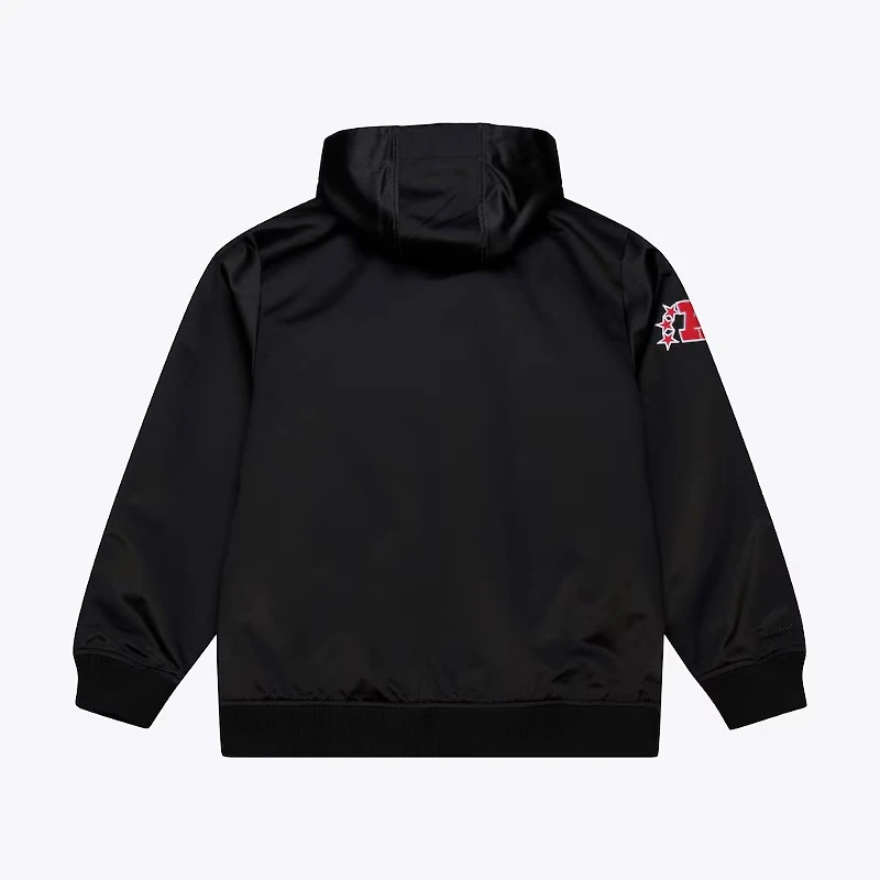Oakland Raiders Black Walk the Tunnel Hooded Satin Bomber Full-Zip Jacket
