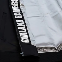 Oakland Raiders Black Walk the Tunnel Hooded Satin Bomber Full-Zip Jacket