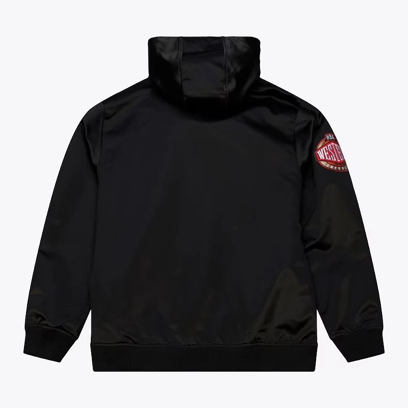 Los Angeles Lakers Black Walk the Tunnel Hooded Satin Bomber Full-Zip Jacket