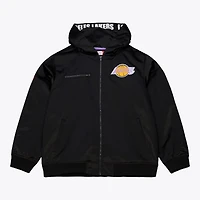 Los Angeles Lakers Black Walk the Tunnel Hooded Satin Bomber Full-Zip Jacket