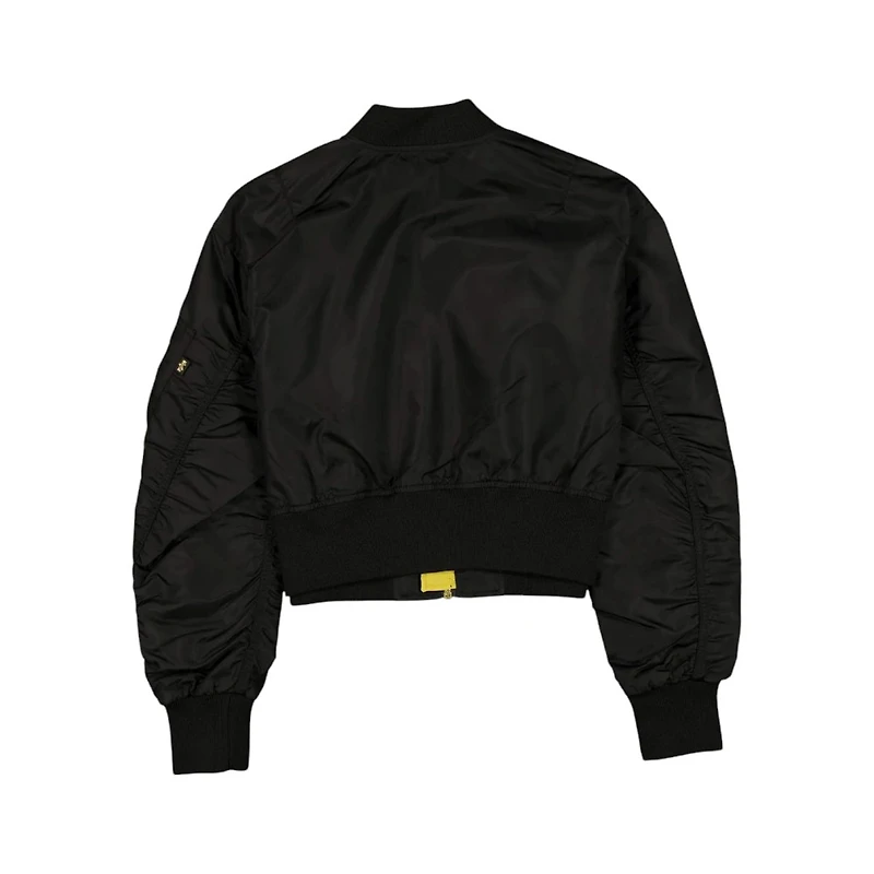 Women's Los Angeles Lakers Black and Gold Alpha Industries Cropped L-2B Bomber Jacket