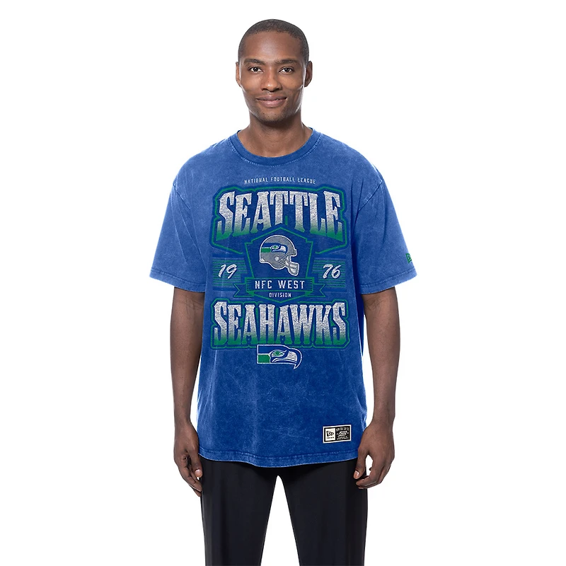 Seattle Seahawks Royal Blue Acid Wash NFC West New Era T-Shirt