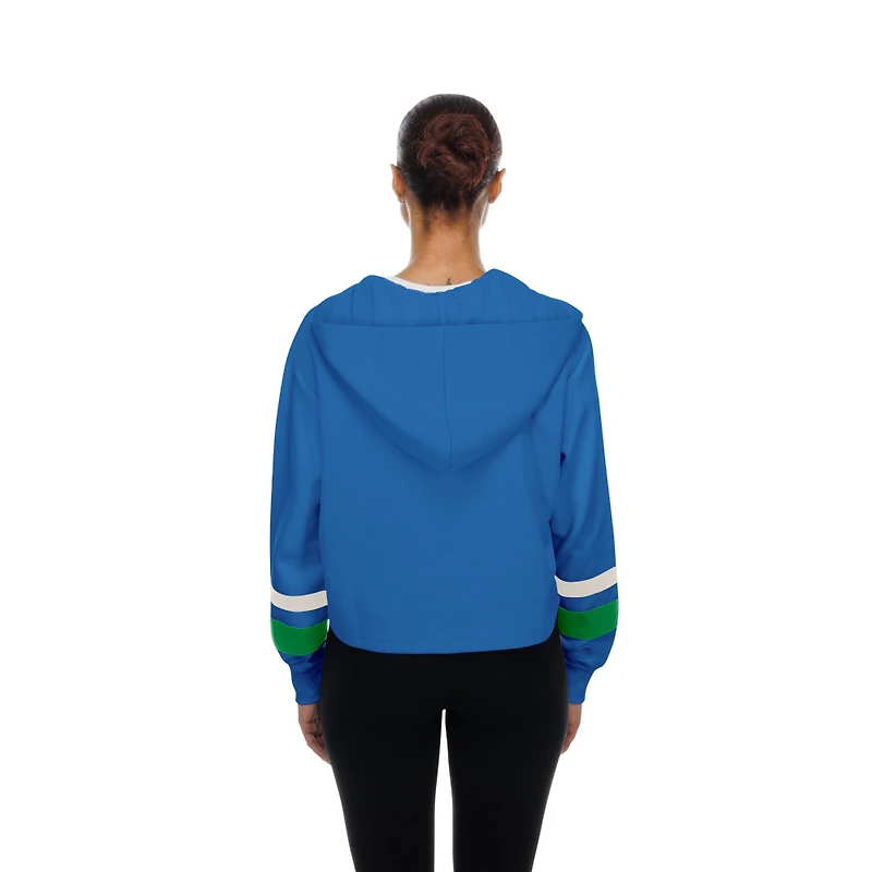 Women's Seattle Seahawks Royal Retro Throwback New Era Laced Hooded Sweatshirt