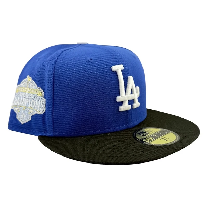 Los Angeles Dodgers Majestic Blue and Black Back to Champs Patch Grey UV New Era 59FIFTY Fitted Hat