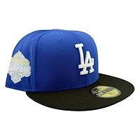 Los Angeles Dodgers Majestic Blue and Black Back to Champs Patch Grey UV New Era 59FIFTY Fitted Hat