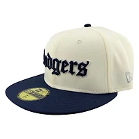Los Angeles Dodgers Chrome and Oceanside Blue Old English Back to Champs Patch Grey UV New Era 59FIFTY Fitted Hat