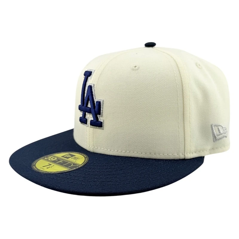 Los Angeles Dodgers Chrome and Oceanside Blue LA Logo Viva Patch Grey UV New Era 59FIFTY Fitted Hat