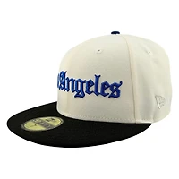 Los Angeles Dodgers Chrome and Black Old English 50th Anniversary Patch Grey UV New Era 59FIFTY Fitted Hat